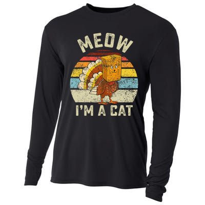 Thanksgiving Funny Turkey Fake Cat Retro Cooling Performance Long Sleeve Crew