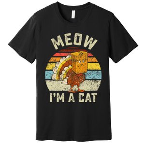 Thanksgiving Funny Turkey Fake Cat Retro Premium T-Shirt