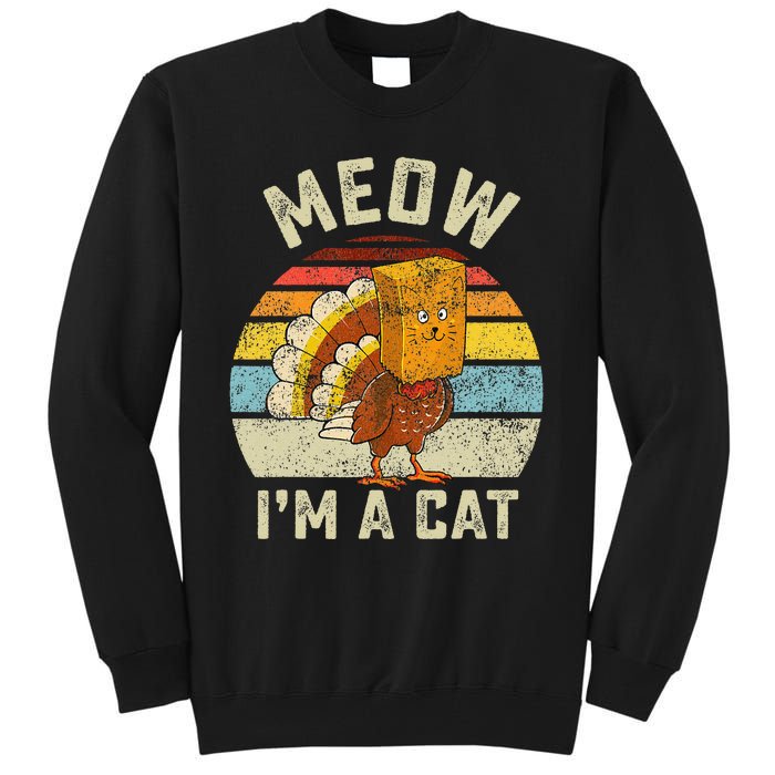 Thanksgiving Funny Turkey Fake Cat Retro Tall Sweatshirt