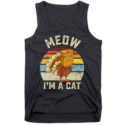 Thanksgiving Funny Turkey Fake Cat Retro Tank Top