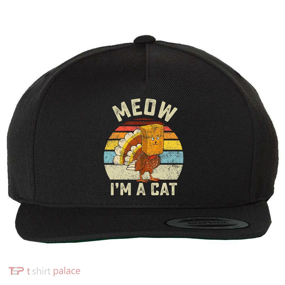 Thanksgiving Funny Turkey Fake Cat Retro Wool Snapback Cap