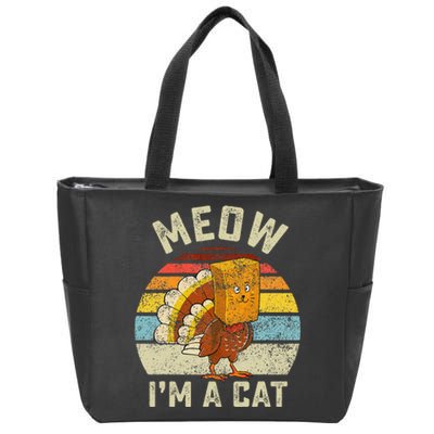 Thanksgiving Funny Turkey Fake Cat Retro Zip Tote Bag