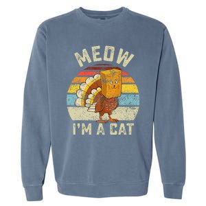 Thanksgiving Funny Turkey Fake Cat Retro Garment-Dyed Sweatshirt