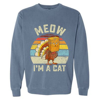 Thanksgiving Funny Turkey Fake Cat Retro Garment-Dyed Sweatshirt