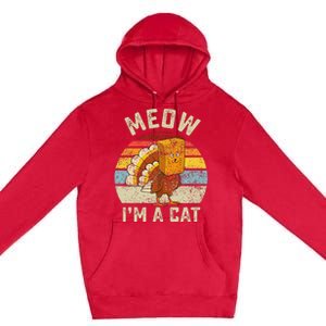 Thanksgiving Funny Turkey Fake Cat Retro Premium Pullover Hoodie