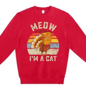 Thanksgiving Funny Turkey Fake Cat Retro Premium Crewneck Sweatshirt