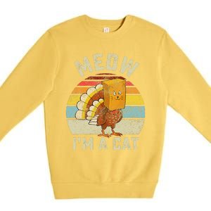 Thanksgiving Funny Turkey Fake Cat Retro Funny Funny Premium Crewneck Sweatshirt