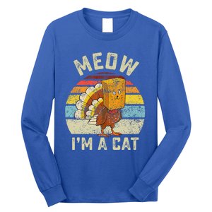 Thanksgiving Funny Turkey Fake Cat Retro Funny Funny Long Sleeve Shirt