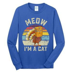 Thanksgiving Funny Turkey Fake Cat Retro Funny Funny Tall Long Sleeve T-Shirt