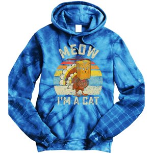 Thanksgiving Funny Turkey Fake Cat Retro Funny Funny Tie Dye Hoodie