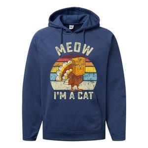 Thanksgiving Funny Turkey Fake Cat Retro Funny Funny Performance Fleece Hoodie