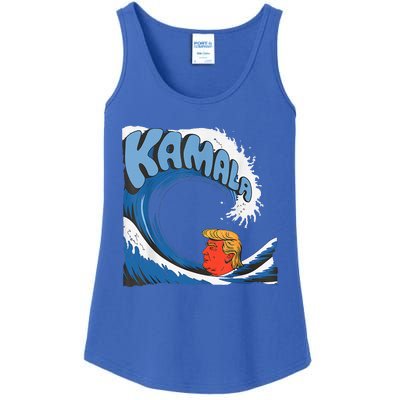 Trump Facing The Unstoppable Kamala Blue Wave Tsunami Ladies Essential Tank