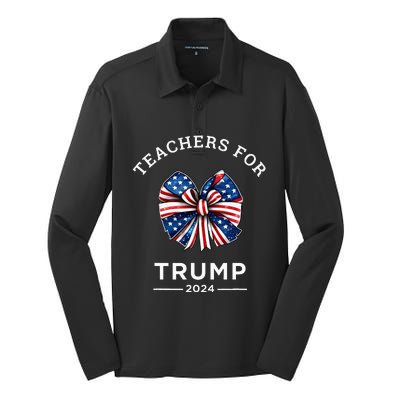 Teachers For Trump 2024 Us Presidential Election Campaign Silk Touch Performance Long Sleeve Polo