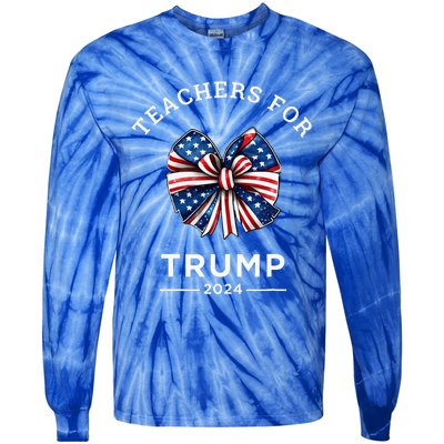 Teachers For Trump 2024 Us Presidential Election Campaign Tie-Dye Long Sleeve Shirt