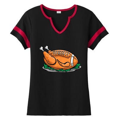 Turkey Football Thanksgiving Dinner Ladies Halftime Notch Neck Tee