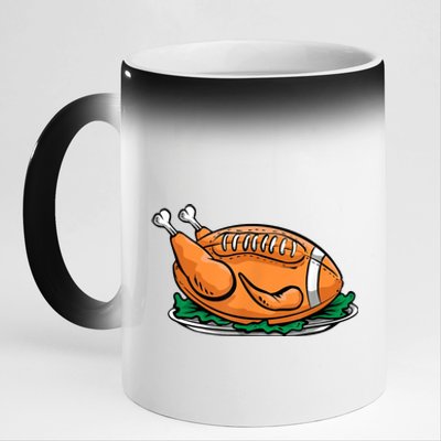 Turkey Football Thanksgiving Dinner 11oz Black Color Changing Mug