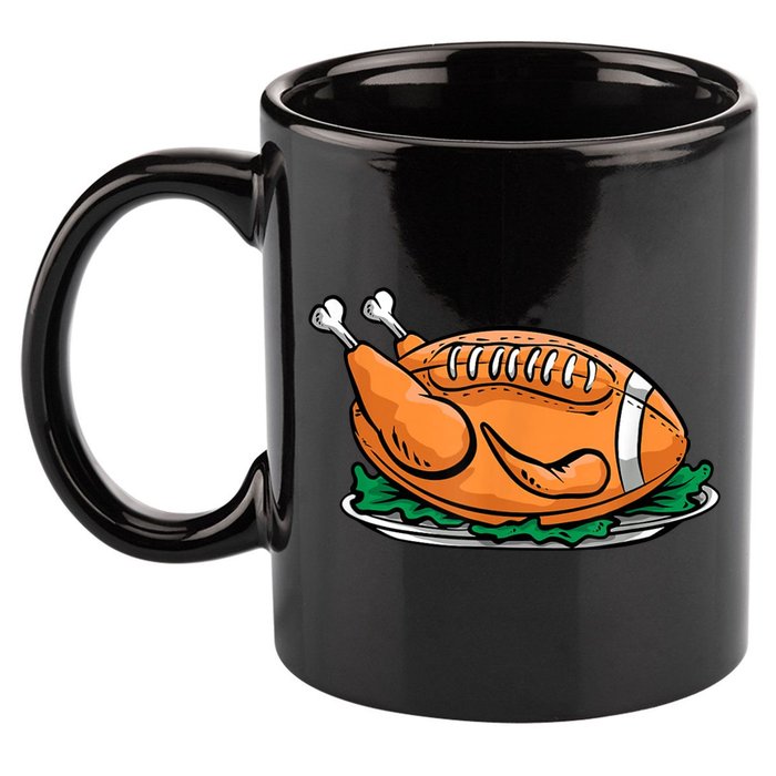 Turkey Football Thanksgiving Dinner 11oz C Handle Ceramic Mug