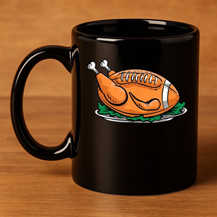 Turkey Football Thanksgiving Dinner 11oz C Handle Ceramic Mug