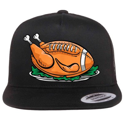 Turkey Football Thanksgiving Dinner Flatbill Hat