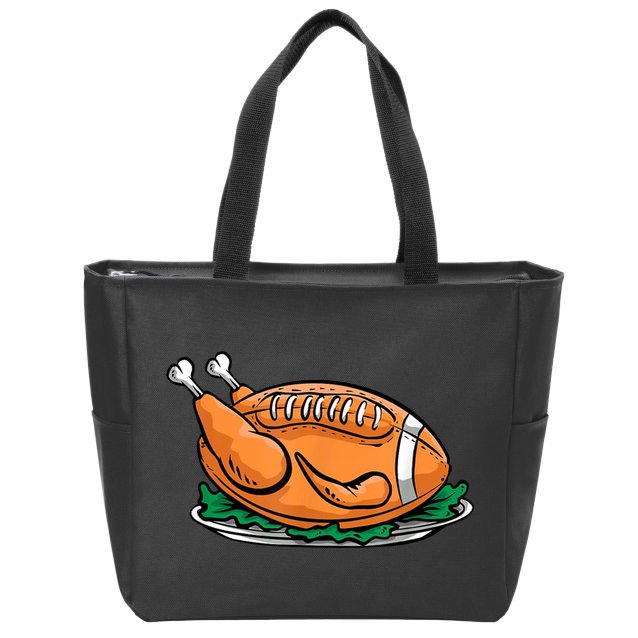 Turkey Football Thanksgiving Dinner Zip Tote Bag