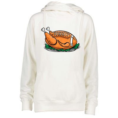 Turkey Football Thanksgiving Dinner Womens Funnel Neck Pullover Hood