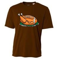 Turkey Football Thanksgiving Dinner Cooling Performance Crew T-Shirt