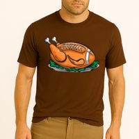Turkey Football Thanksgiving Dinner Cooling Performance Crew T-Shirt