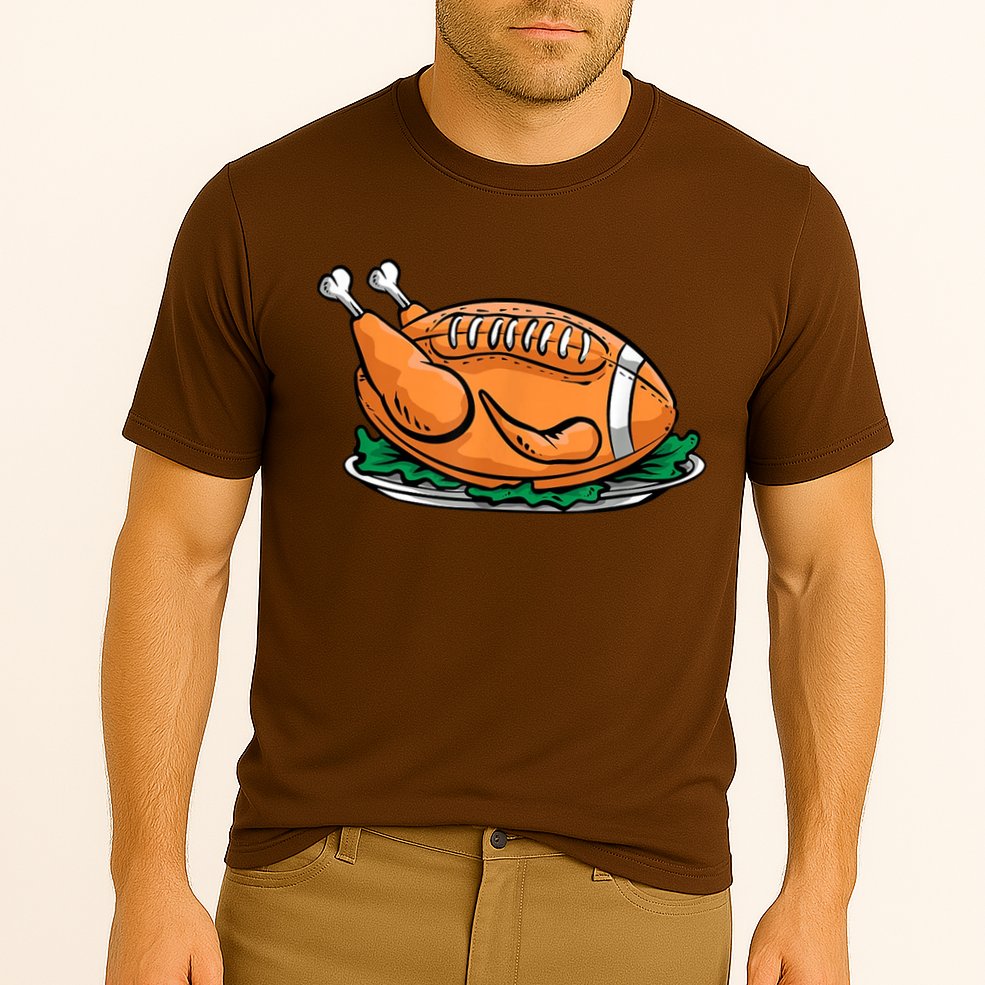 Turkey Football Thanksgiving Dinner Cooling Performance Crew T-Shirt