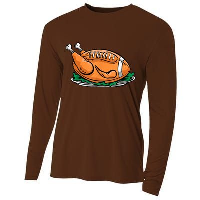 Turkey Football Thanksgiving Dinner Cooling Performance Long Sleeve Crew