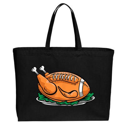 Turkey Football Thanksgiving Dinner Cotton Canvas Jumbo Tote