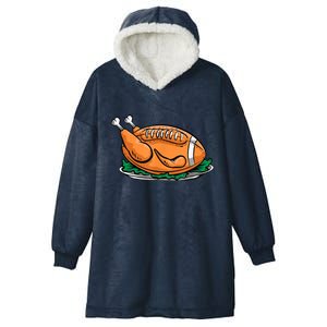 Turkey Football Thanksgiving Dinner Hooded Wearable Blanket