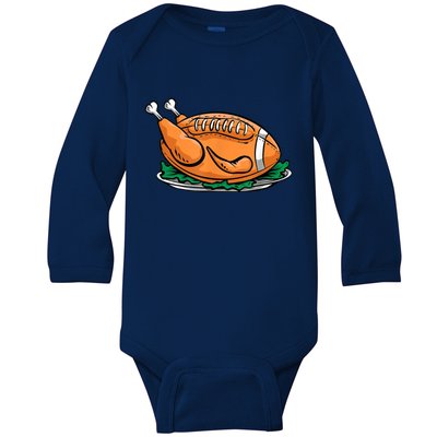 Turkey Football Thanksgiving Dinner Baby Long Sleeve Bodysuit