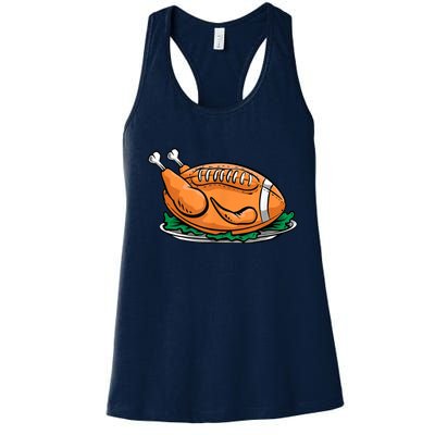 Turkey Football Thanksgiving Dinner Women's Racerback Tank