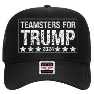 Teamsters For Trump 2024 High Crown Mesh Back Trucker Hat