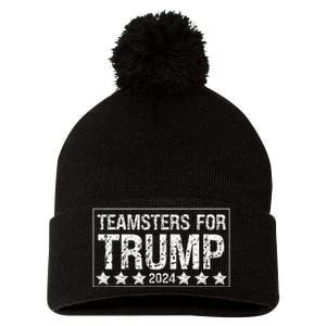 Teamsters For Trump 2024 Pom Pom 12in Knit Beanie