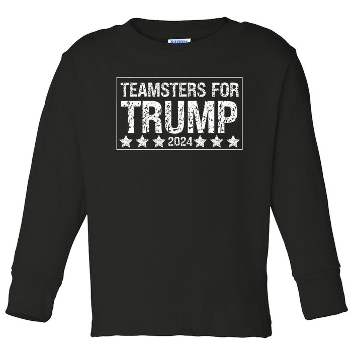 Teamsters For Trump 2024 Toddler Long Sleeve Shirt