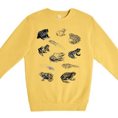 Tadpole Frog Toad Collage For Frog Lovers Hunters Premium Crewneck Sweatshirt