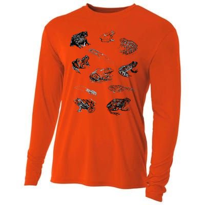 Tadpole Frog Toad Collage For Frog Lovers Hunters Cooling Performance Long Sleeve Crew