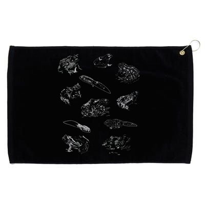 Tadpole Frog Toad Collage For Frog Lovers Hunters Grommeted Golf Towel