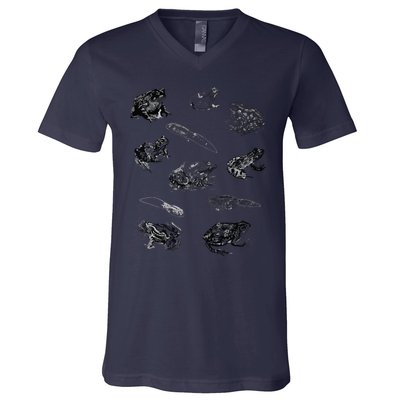 Tadpole Frog Toad Collage For Frog Lovers Hunters V-Neck T-Shirt