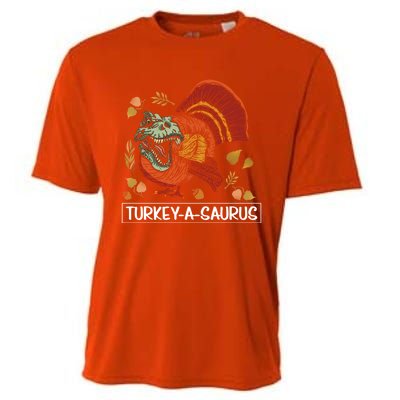 Turkeygiftagiftsaurus Funny Thanksgiving Dinosaur Turkey Tgiftrex Great Gift Cooling Performance Crew T-Shirt