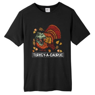 Turkeygiftagiftsaurus Funny Thanksgiving Dinosaur Turkey Tgiftrex Great Gift Tall Fusion ChromaSoft Performance T-Shirt