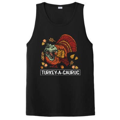 Turkeygiftagiftsaurus Funny Thanksgiving Dinosaur Turkey Tgiftrex Great Gift PosiCharge Competitor Tank