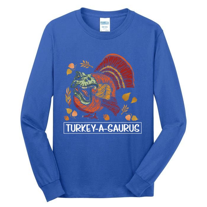 Turkeygiftagiftsaurus Funny Thanksgiving Dinosaur Turkey Tgiftrex Great Gift Tall Long Sleeve T-Shirt