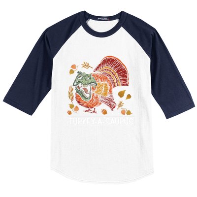 Turkeygiftagiftsaurus Funny Thanksgiving Dinosaur Turkey Tgiftrex Great Gift Baseball Sleeve Shirt