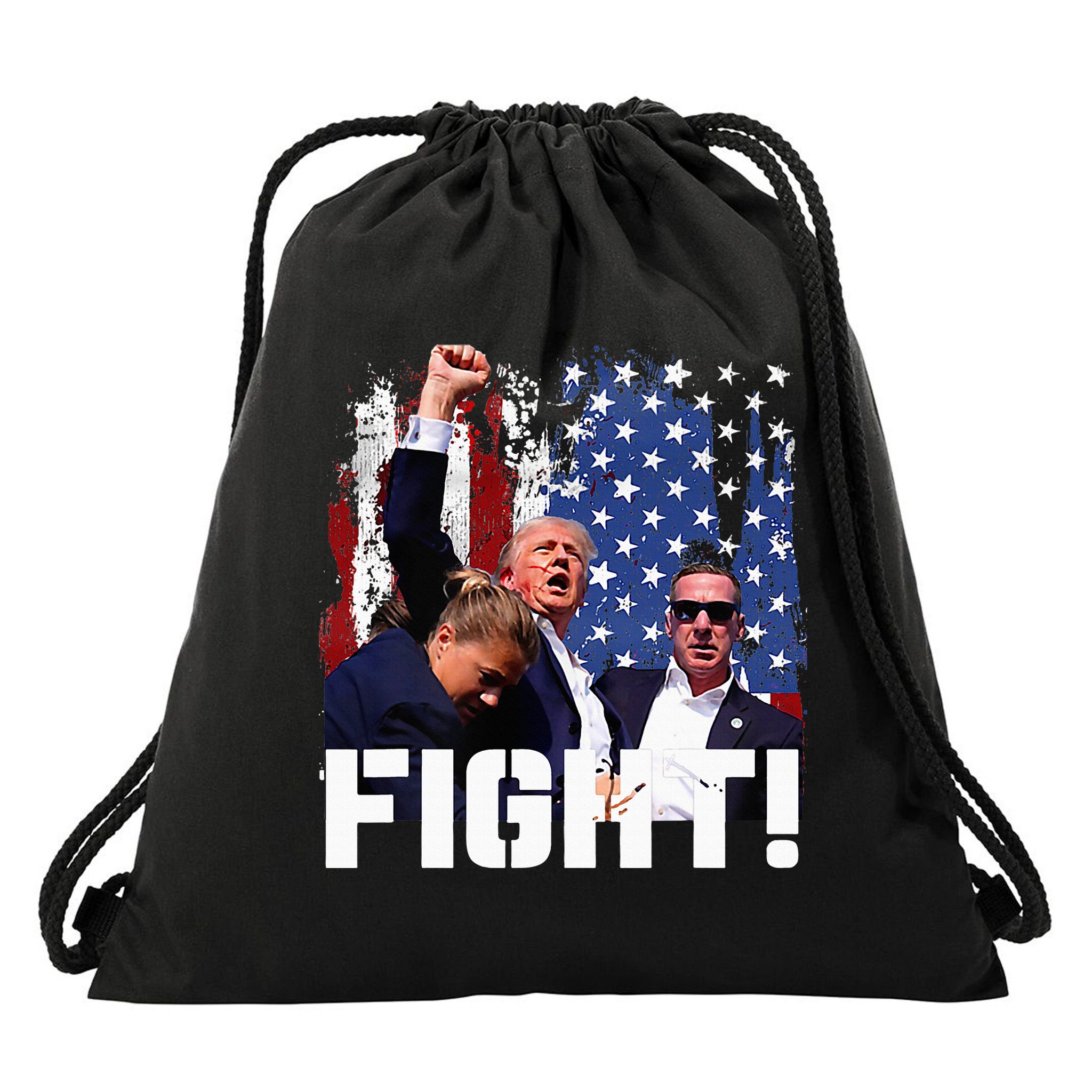 Trump Fight Drawstring Bag