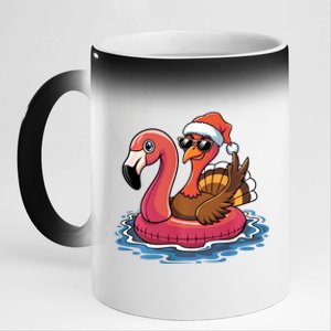 Turkey Flamingo Thanksgiving Autumn Christmas Pinkfloat 11oz Black Color Changing Mug