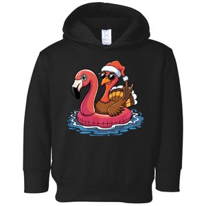 Turkey Flamingo Thanksgiving Autumn Christmas Pinkfloat Toddler Hoodie