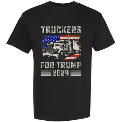 Truckers For Trump American Flag Trump 2024 Vintage Garment-Dyed Heavyweight T-Shirt