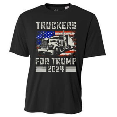 Truckers For Trump American Flag Trump 2024 Vintage Cooling Performance Crew T-Shirt